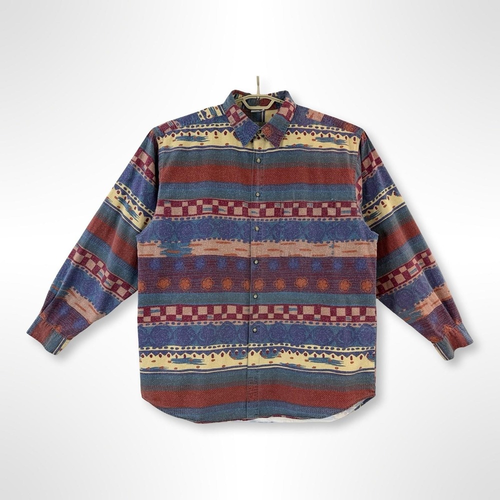 The Territory Ahead Mens 2XL Southwestern Aztec Stripe Button Up Shirt